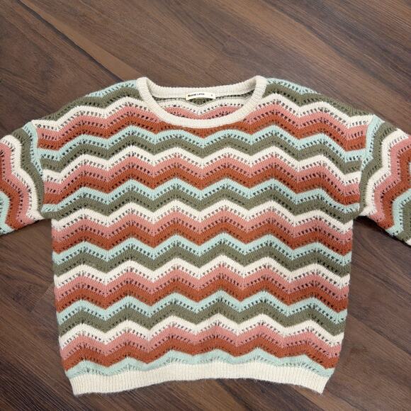 Marine Layer Ruby Sweater in Rainbow Chevron S Pointelle knit alpaca wool - Picture 1 of 7